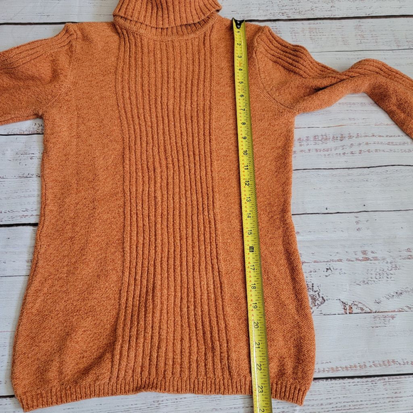 Sundance Heathered Orange Ribbed Cotton Blend Turtleneck Long Sleeve Sweater - Picture 5 of 5